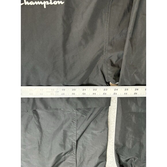 Vintage Black Champion Windbreaker With Hood Quarter Zip With Pockets Large - Picture 10 of 15